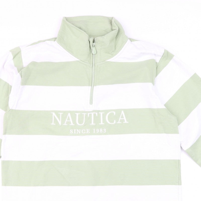 Nautica Men Multicoloured M 1/4 Zip Striped Logo Sweatshirt