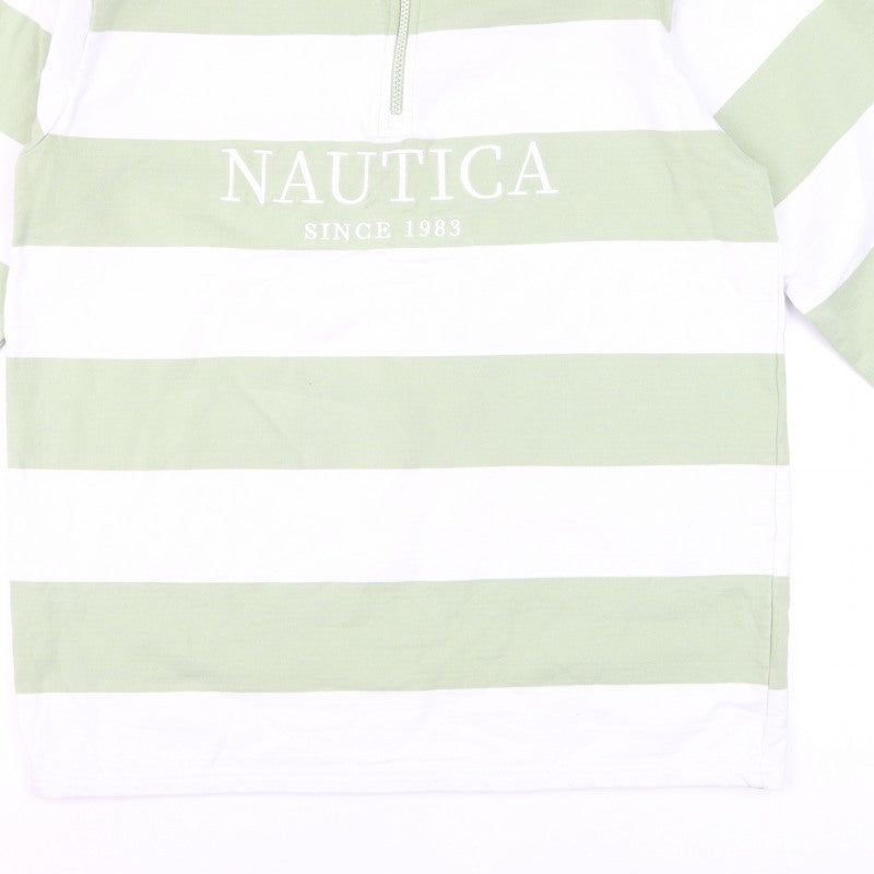Nautica Men Multicoloured M 1/4 Zip Striped Logo Sweatshirt