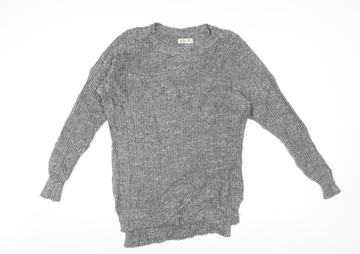Hollister Men’s Grey XS/S V-Neck Chunky Knit Pullover Jumper