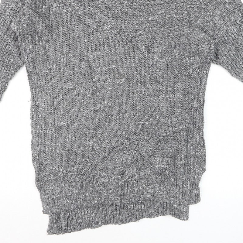Hollister Men’s Grey XS/S V-Neck Chunky Knit Pullover Jumper