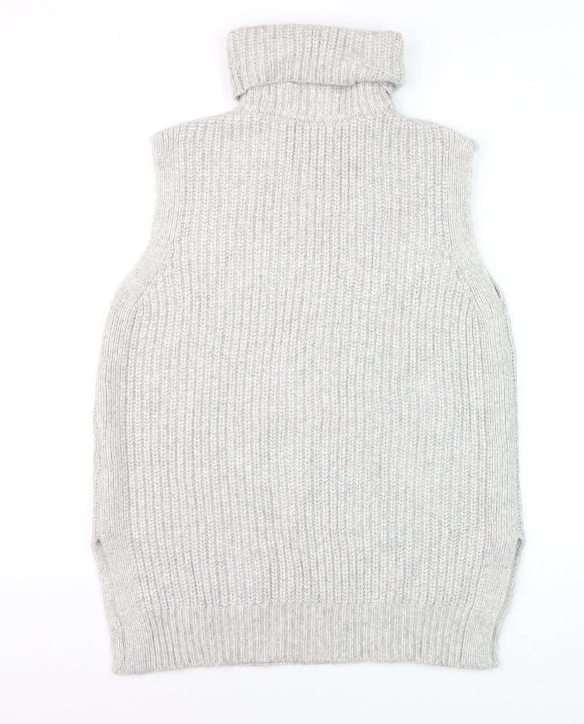 Marks & Spencer Women Grey M Sleeveless Roll Neck Chunky Knit Jumper Vest