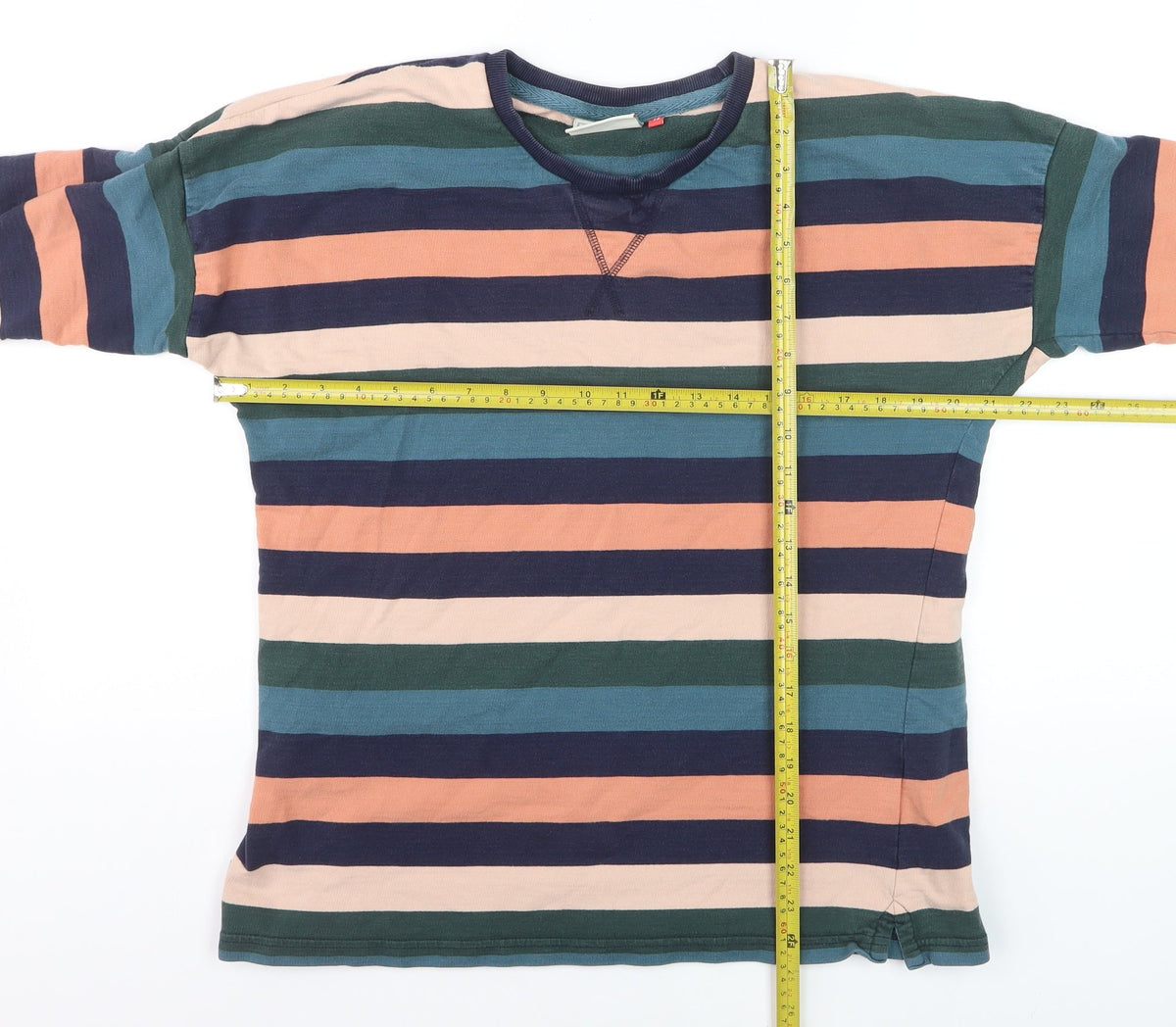 Brakeburn Women’s Multicoloured Stripe Jersey T-Shirt UK 14 Long Sleeve
