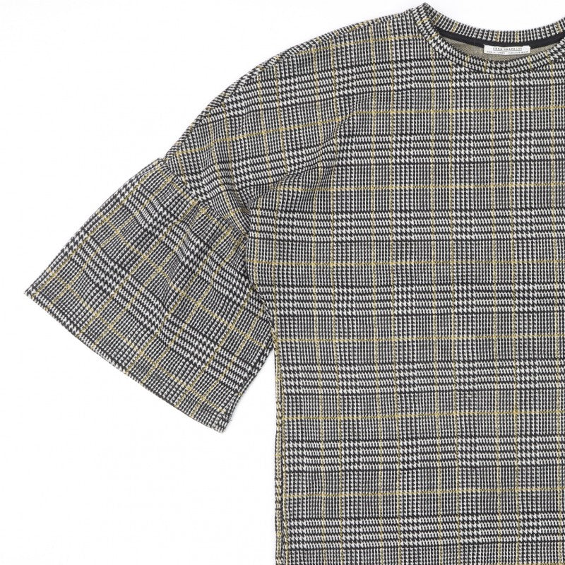 Zara Trafaluc Women’s Multicoloured Check Knit T-Shirt Size S