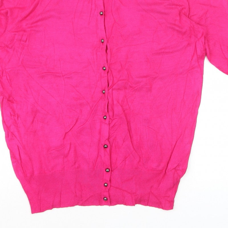 M&S Collection Women’s Pink Button Cardigan UK 10 Lightweight Knit