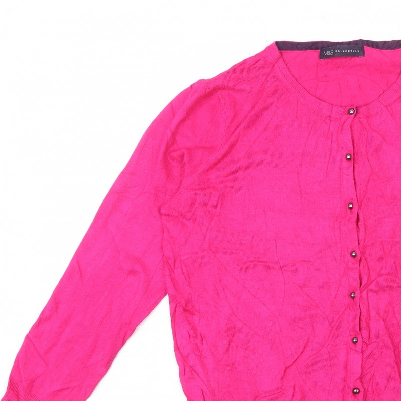 M&S Collection Women’s Pink Button Cardigan UK 10 Lightweight Knit