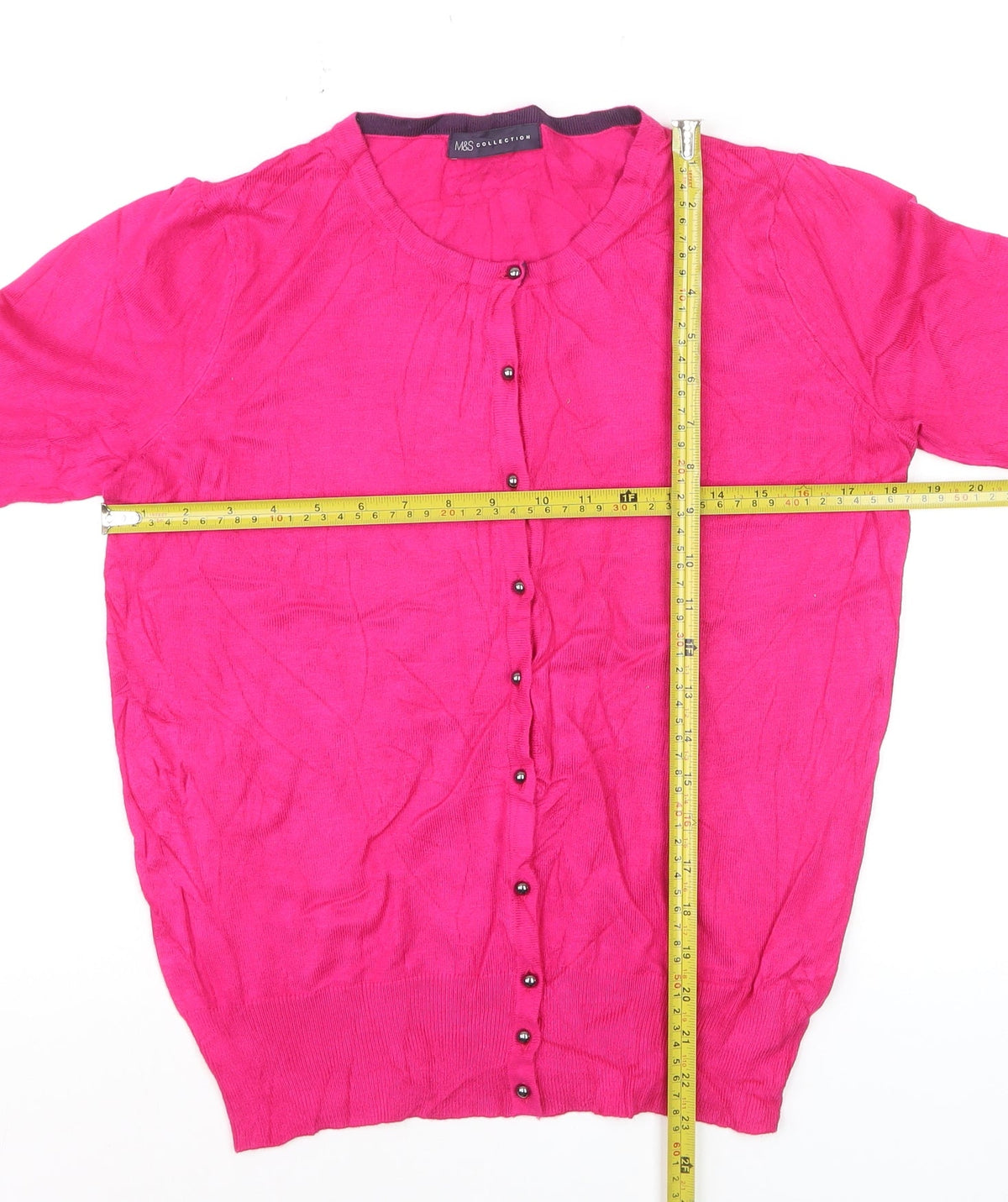 M&S Collection Women’s Pink Button Cardigan UK 10 Lightweight Knit