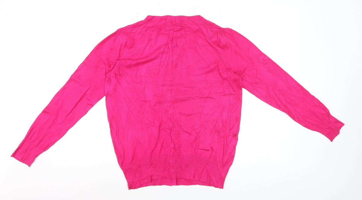 M&S Collection Women’s Pink Button Cardigan UK 10 Lightweight Knit