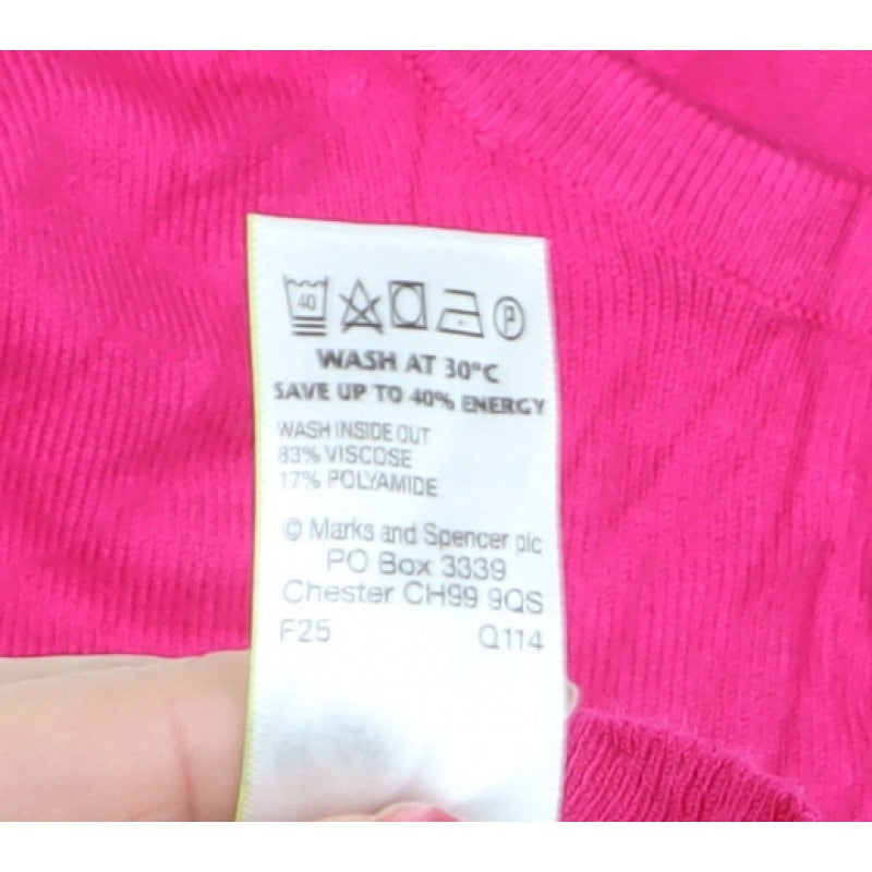 M&S Collection Women’s Pink Button Cardigan UK 10 Lightweight Knit