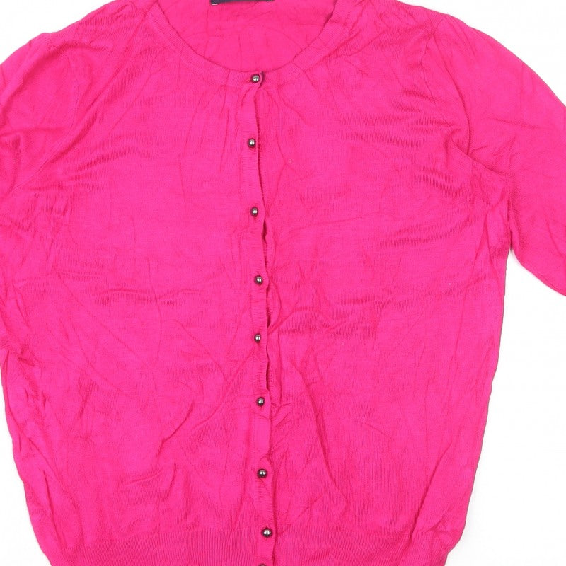 M&S Collection Women’s Pink Button Cardigan UK 10 Lightweight Knit