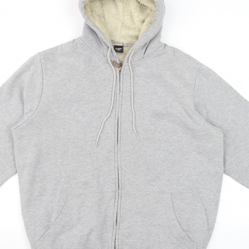 Cotton Traders Men’s Grey M Full Zip Hooded Sherpa Lined Hoodie