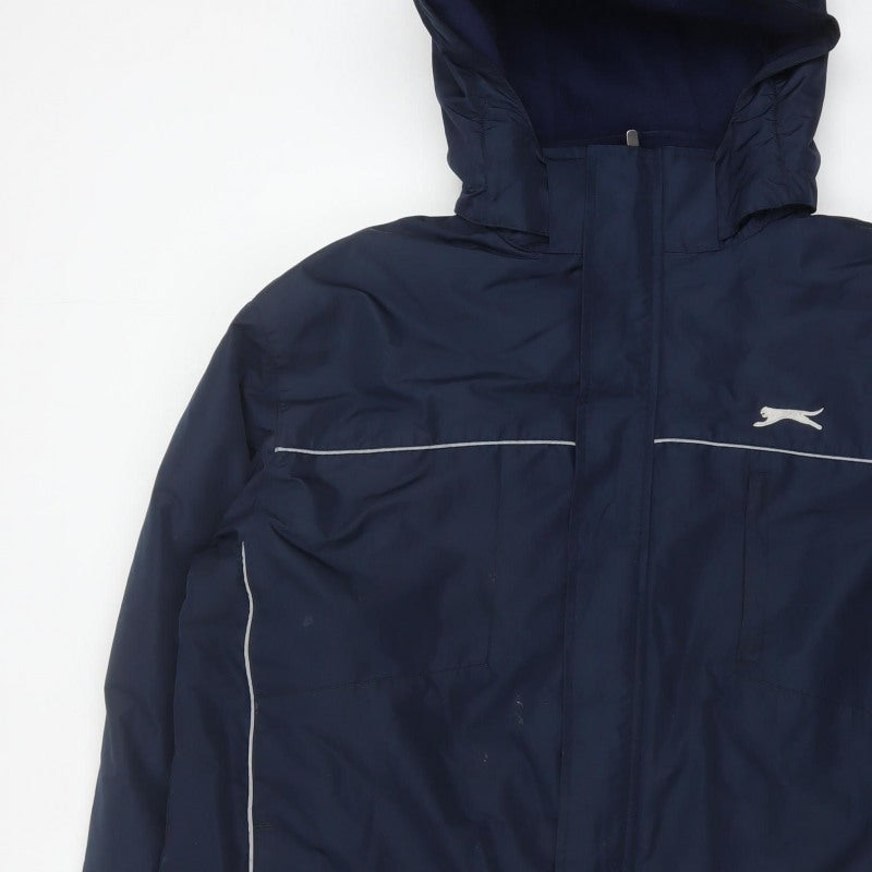 Slazenger Men’s Blue XL Hooded Reflective Full Zip Windbreaker Jacket