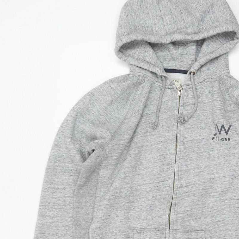 Jack Wills Men’s Grey XL Full Zip Logo Hoodie Fleece