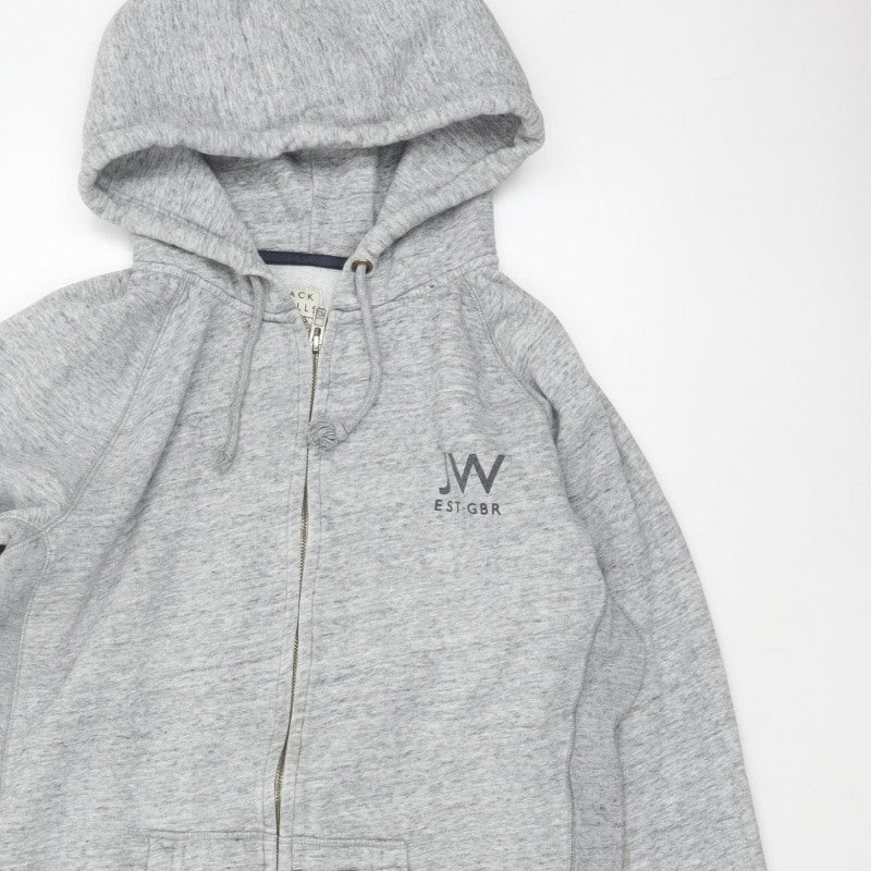 Jack Wills Men’s Grey XL Full Zip Logo Hoodie Fleece