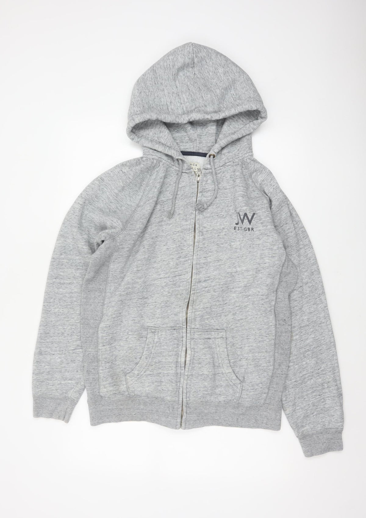 Jack Wills Men’s Grey XL Full Zip Logo Hoodie Fleece