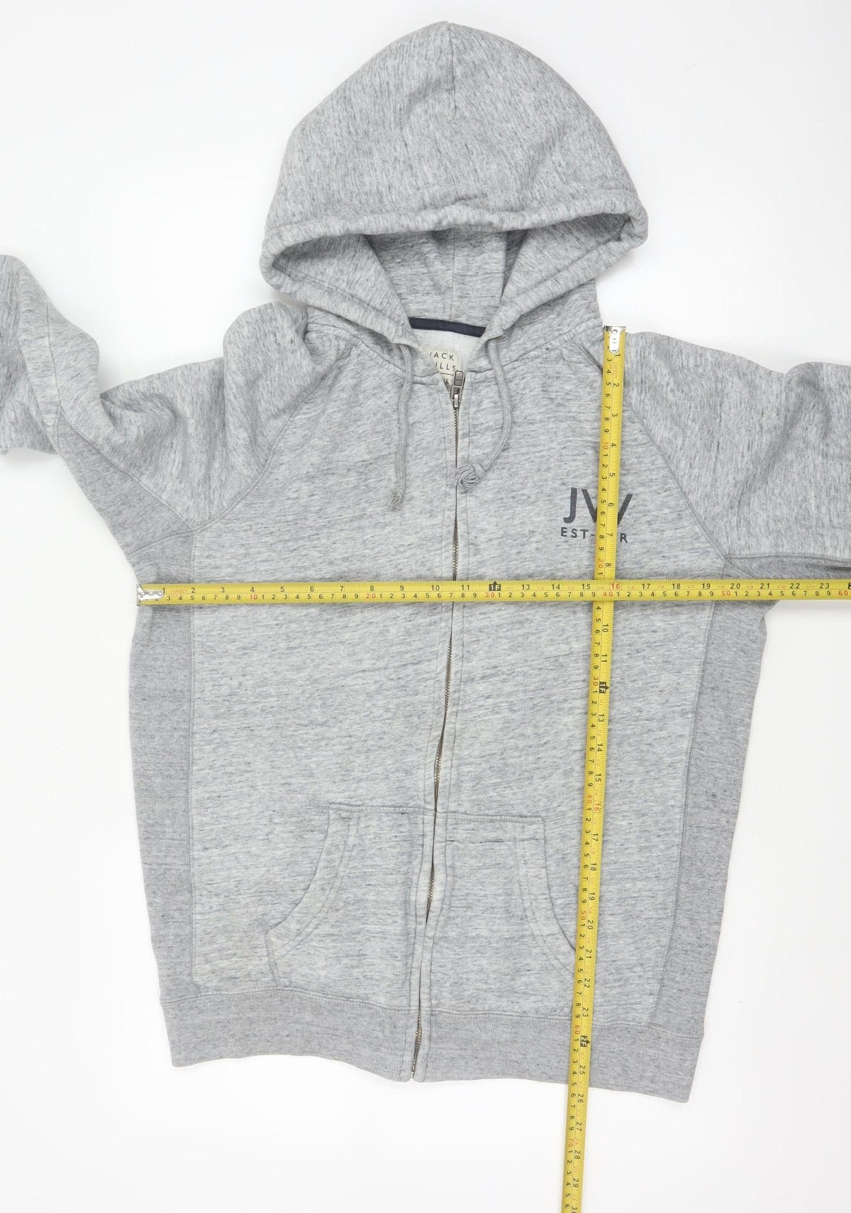 Jack Wills Men’s Grey XL Full Zip Logo Hoodie Fleece