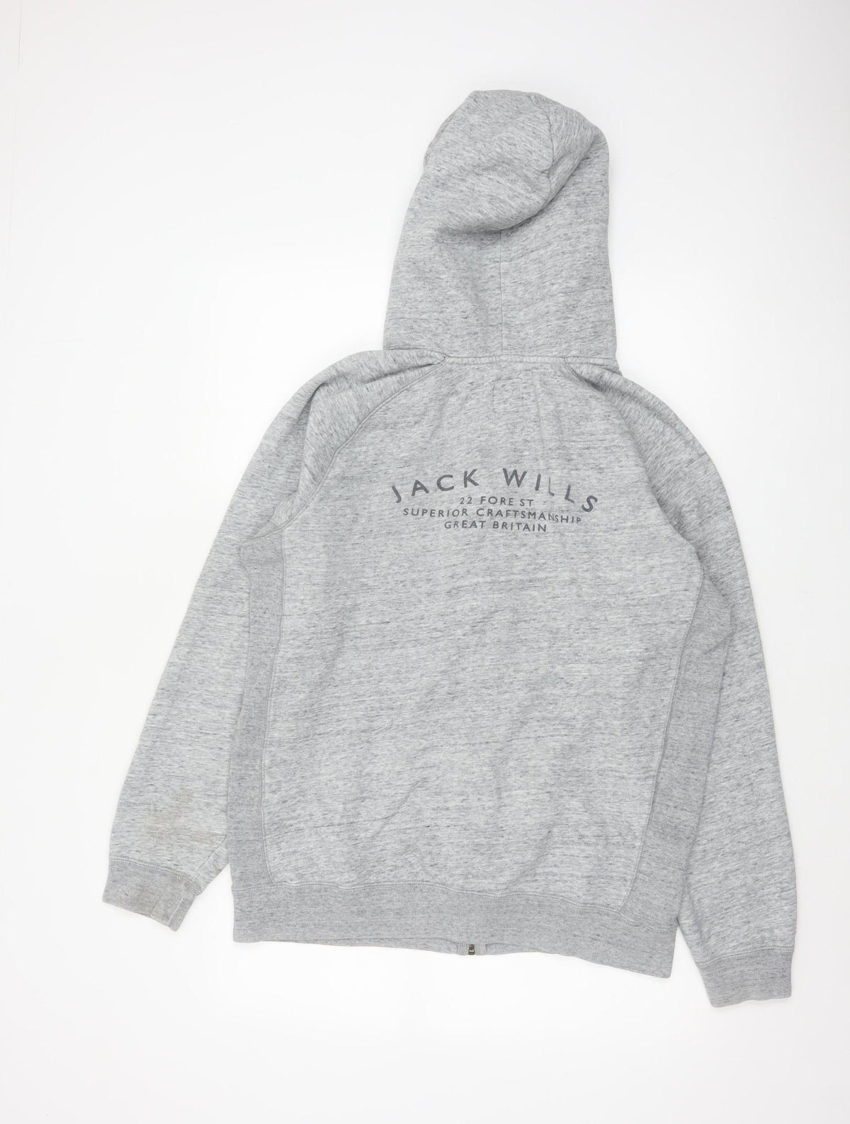 Jack Wills Men’s Grey XL Full Zip Logo Hoodie Fleece