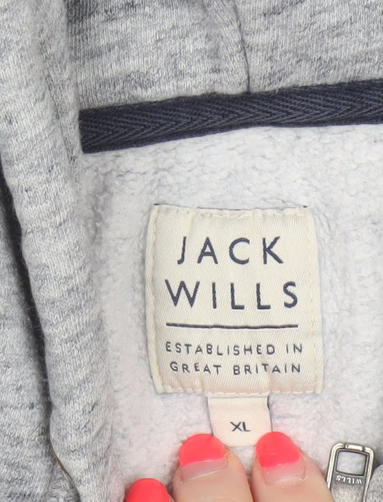 Jack Wills Men’s Grey XL Full Zip Logo Hoodie Fleece