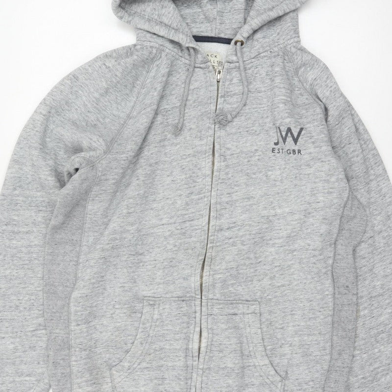 Jack Wills Men’s Grey XL Full Zip Logo Hoodie Fleece
