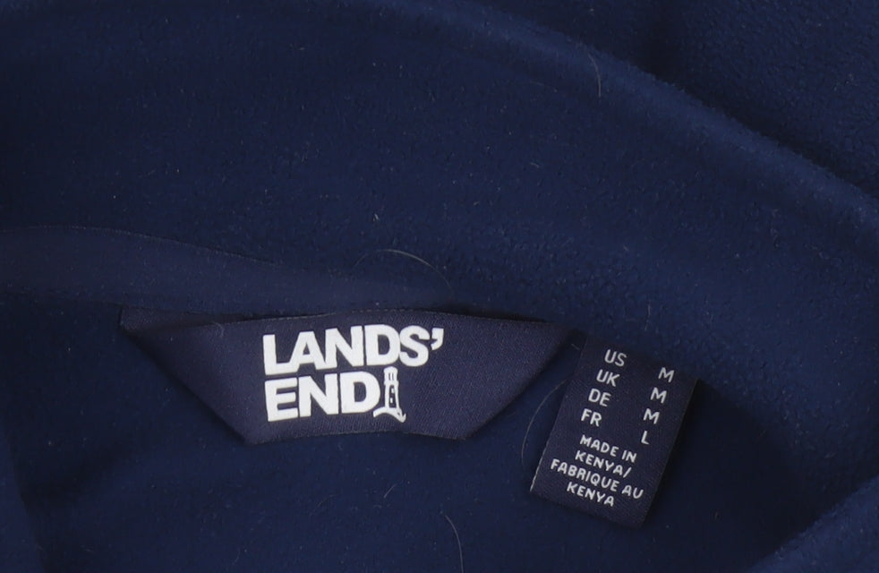 Lands' End Men's Blue M 1/4 Zip Fleece High Neck Sweatshirt