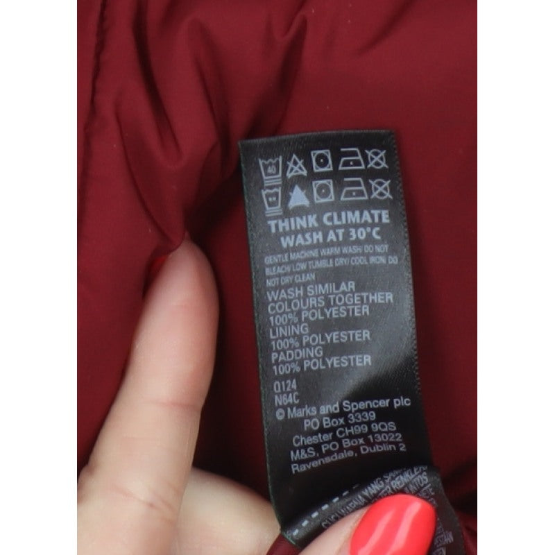 M&S Women’s Red UK 10 Hooded Shower Resistant Puffer Jacket