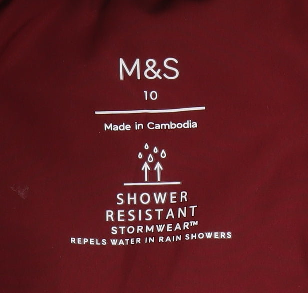 M&S Women’s Red UK 10 Hooded Shower Resistant Puffer Jacket