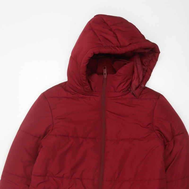 M&S Women’s Red UK 10 Hooded Shower Resistant Puffer Jacket