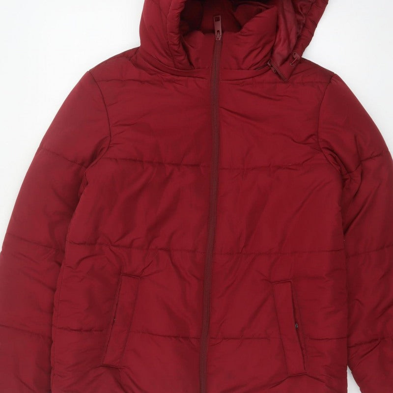 M&S Women’s Red UK 10 Hooded Shower Resistant Puffer Jacket