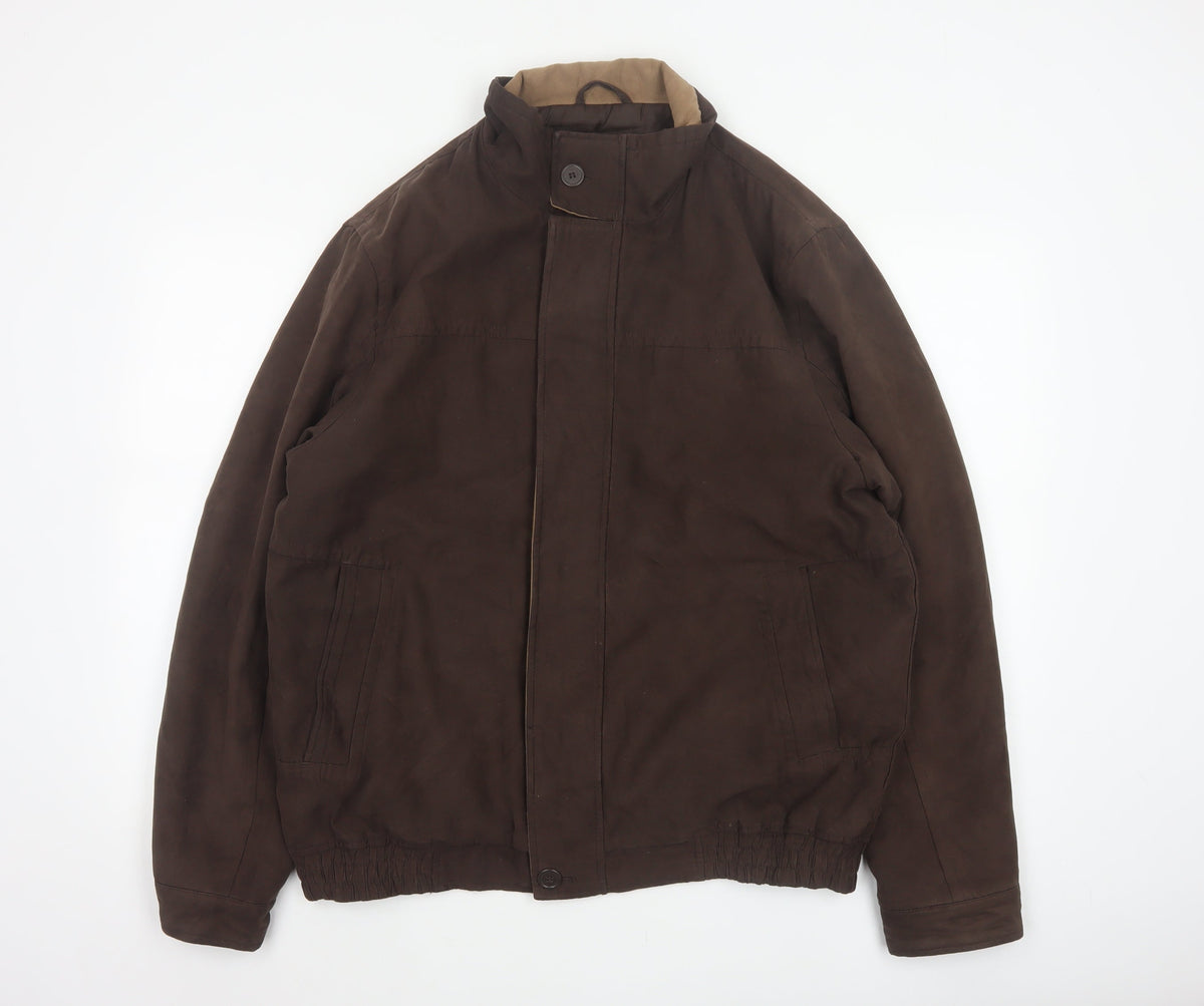 Bhs Women’s Brown Medium Basic Jacket Full Zip Lined Collared