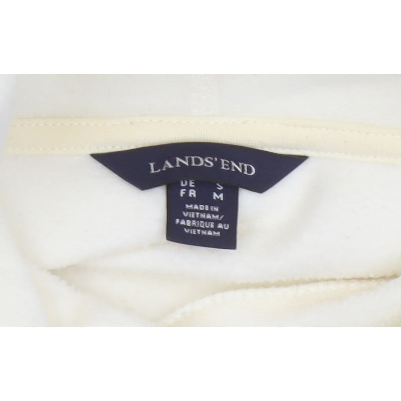 Lands' End Women Ivory M Fleece Cowl Neck Pullover Sweatshirt Stretch