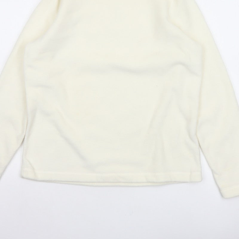 Lands' End Women Ivory M Fleece Cowl Neck Pullover Sweatshirt Stretch