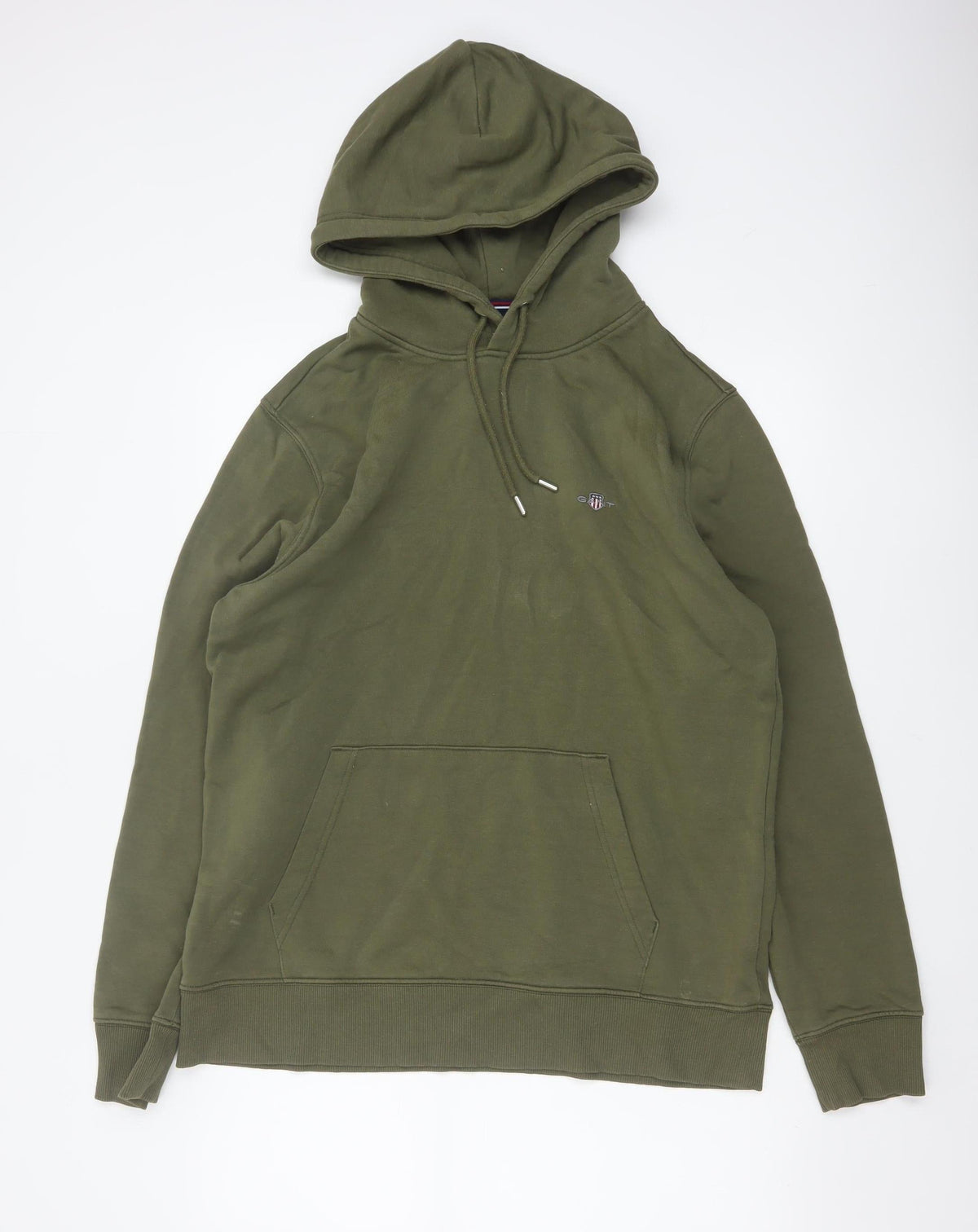 GANT Men’s Green L Pullover Hoodie Logo Kangaroo Pocket