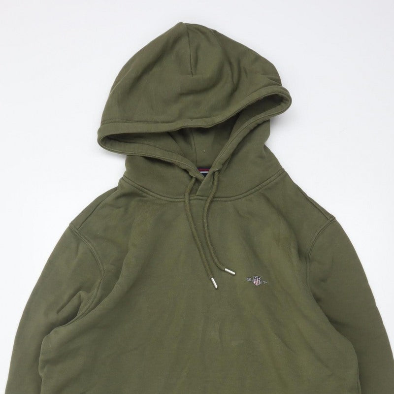 GANT Men’s Green L Pullover Hoodie Logo Kangaroo Pocket