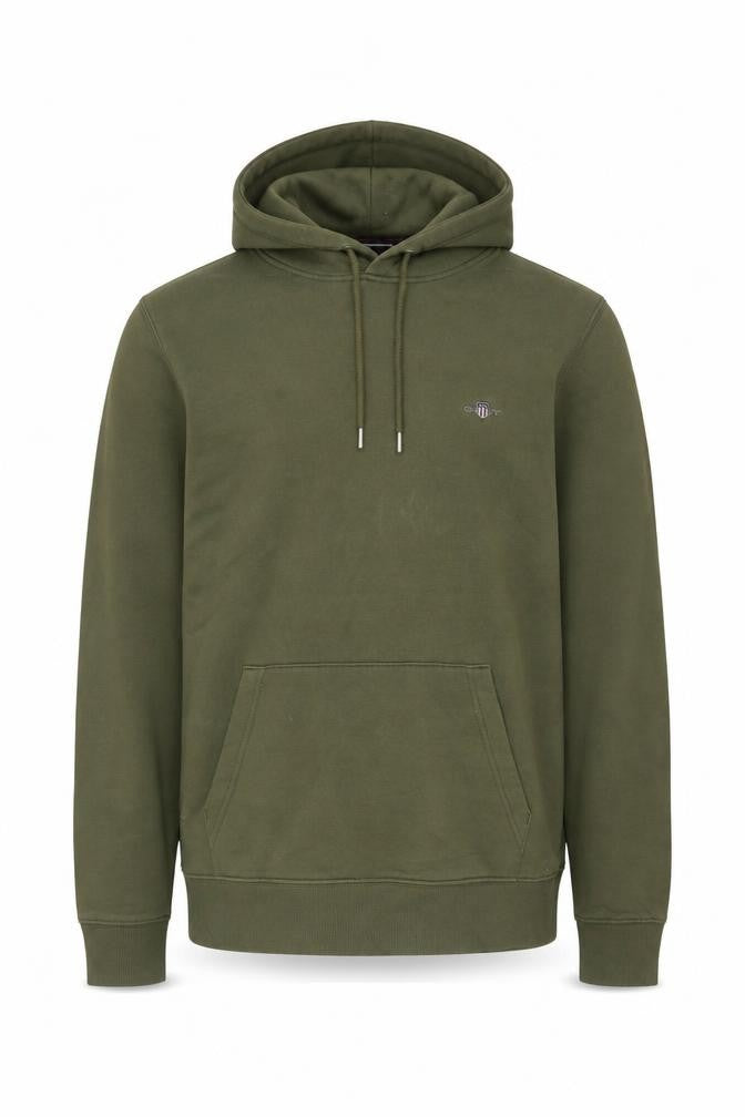 GANT Men’s Green L Pullover Hoodie Logo Kangaroo Pocket