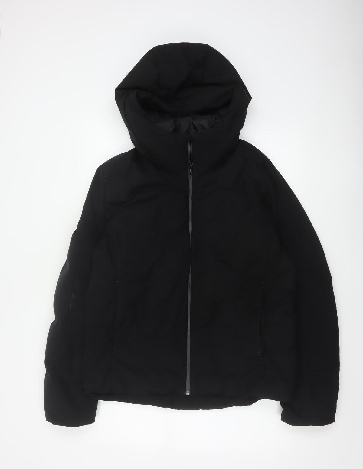 Uniqlo Women Black S Hooded Down Puffer Jacket Windproof