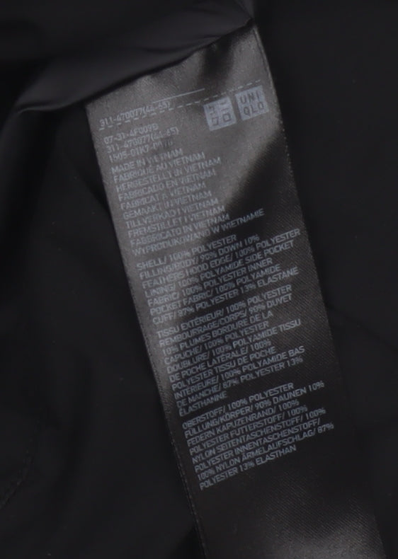 Uniqlo Women Black S Hooded Down Puffer Jacket Windproof