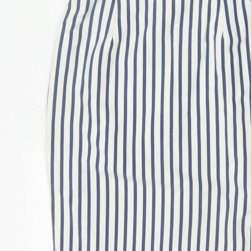 Oasis Women’s Blue White Striped UK 10 Pencil Knee Length Dress
