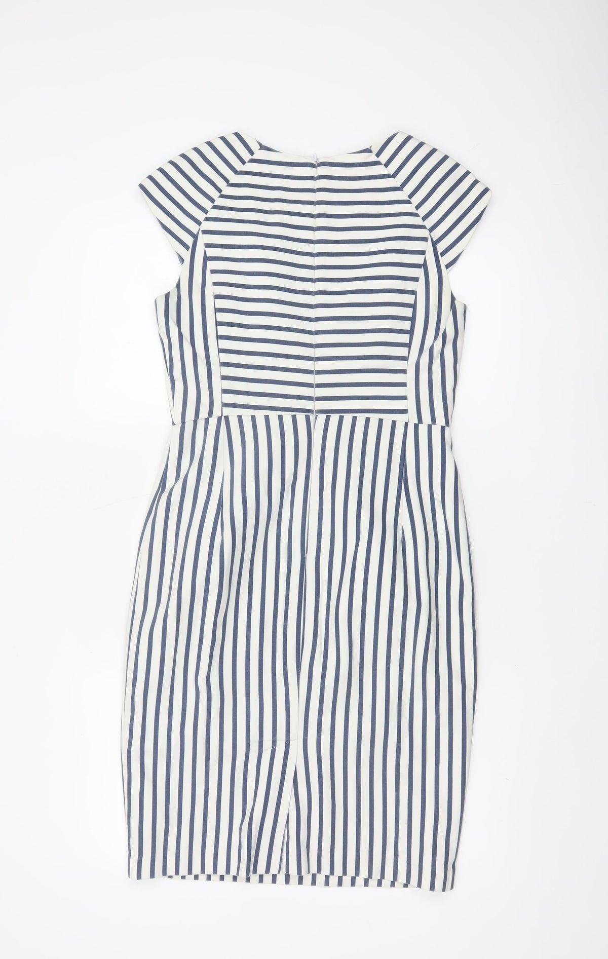 Oasis Women’s Blue White Striped UK 10 Pencil Knee Length Dress