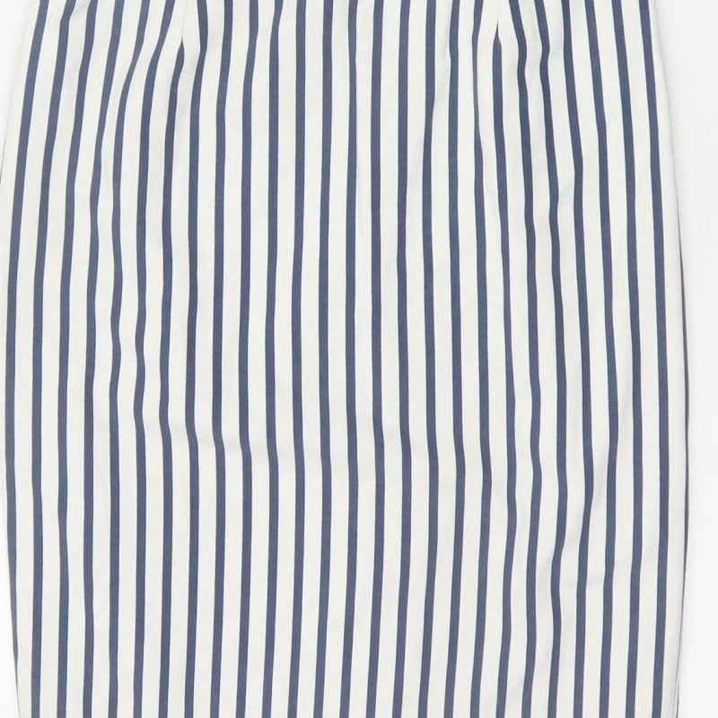 Oasis Women’s Blue White Striped UK 10 Pencil Knee Length Dress