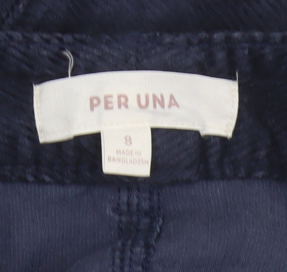 Per Una Women’s Navy Blue Corduroy Tapered Trousers Size 8
