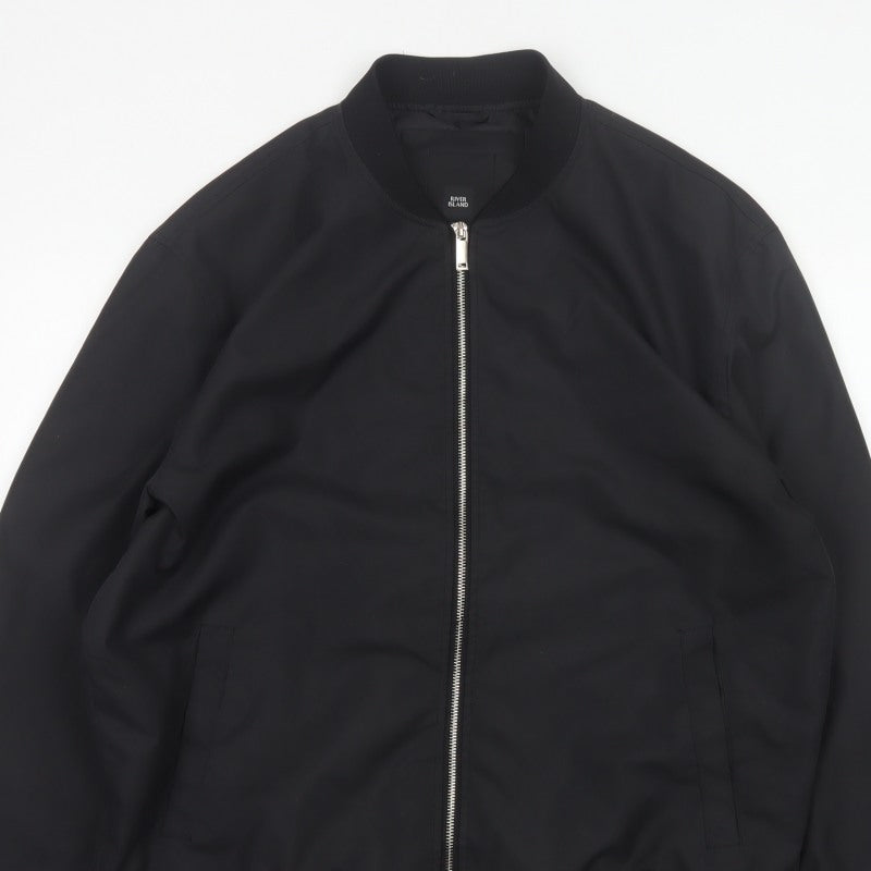 River Island Men’s Black XL Bomber Jacket Full Zip Lined