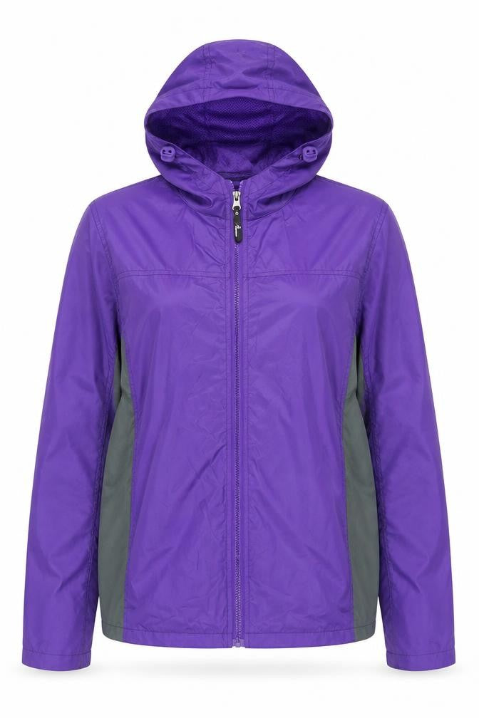 5 Apparel Women’s Purple M Hooded Full Zip Windbreaker Jacket
