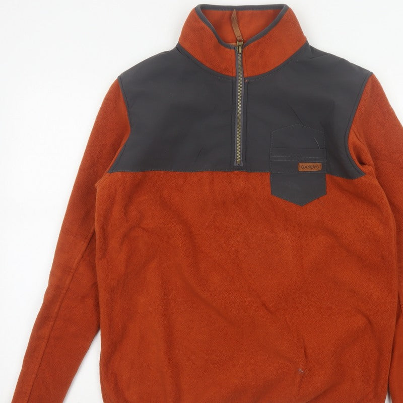 Gandys Men’s Orange Black XS 1/2 Zip Fleece Pullover Outdoor Sweatshirt