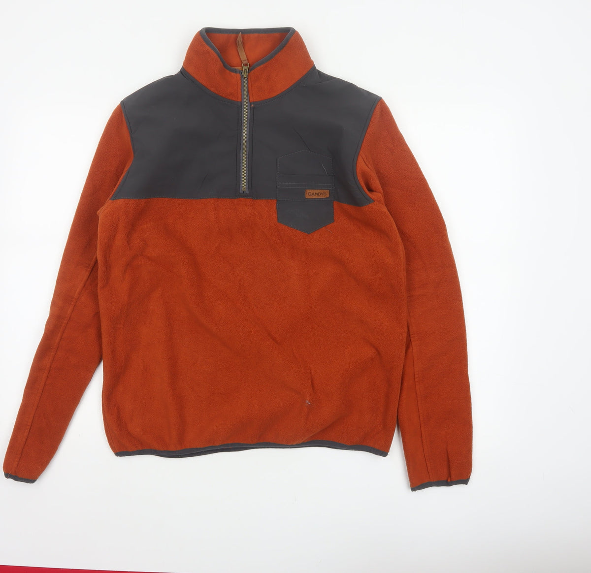 Gandys Men’s Orange Black XS 1/2 Zip Fleece Pullover Outdoor Sweatshirt