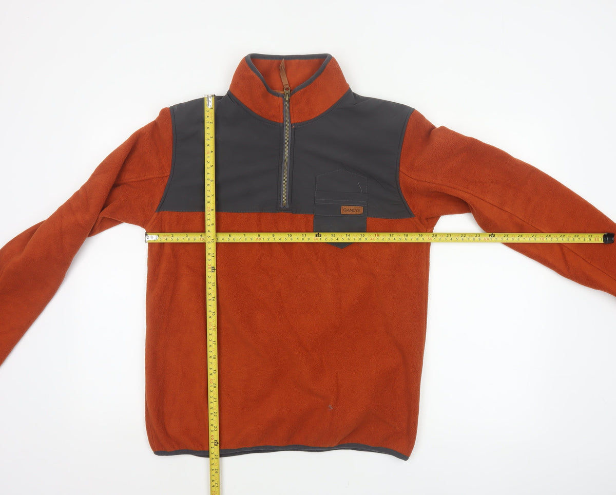 Gandys Men’s Orange Black XS 1/2 Zip Fleece Pullover Outdoor Sweatshirt