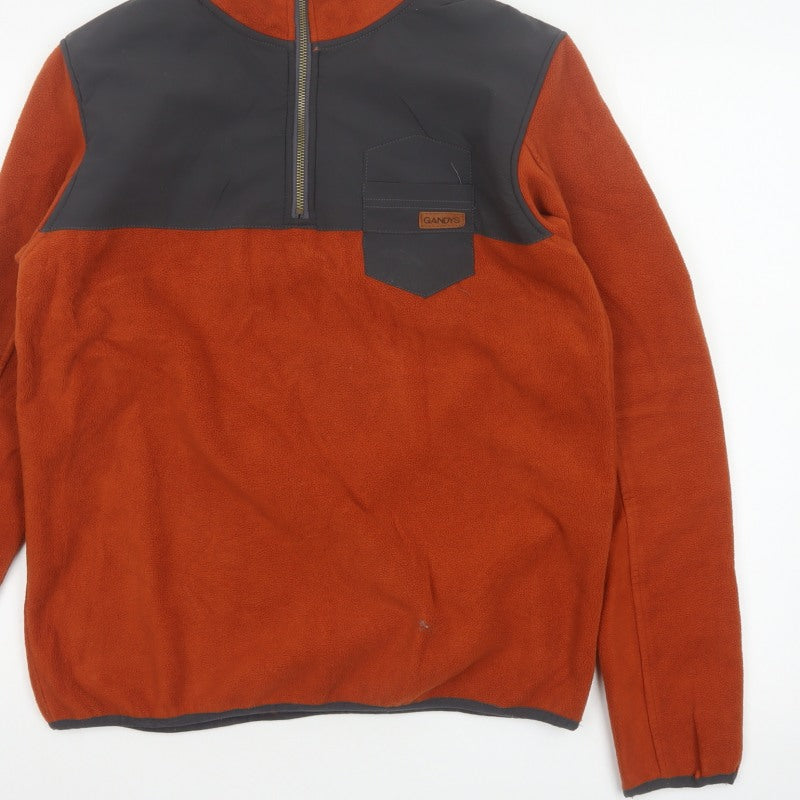 Gandys Men’s Orange Black XS 1/2 Zip Fleece Pullover Outdoor Sweatshirt