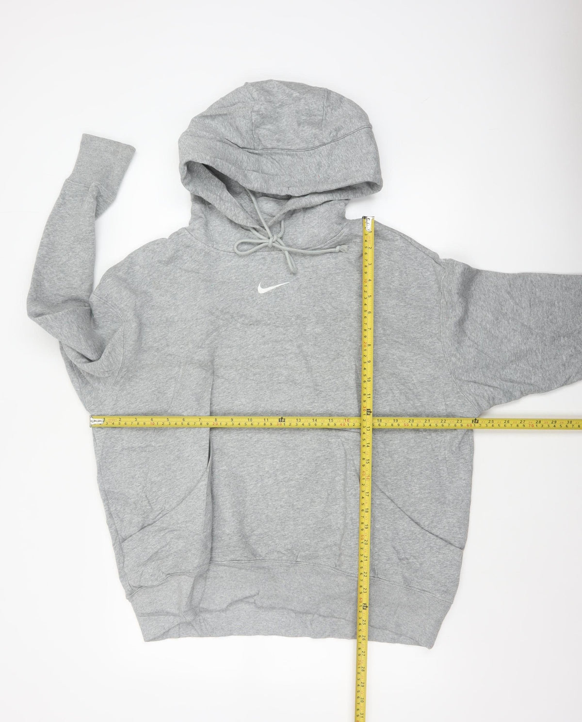 Nike Men's Grey Small Swoosh Pullover Hoodie Sports Logo