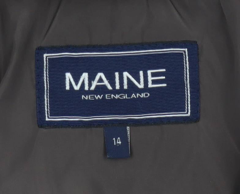 Maine New England Women’s Brown UK 14 Hooded Quilted Puffer Jacket