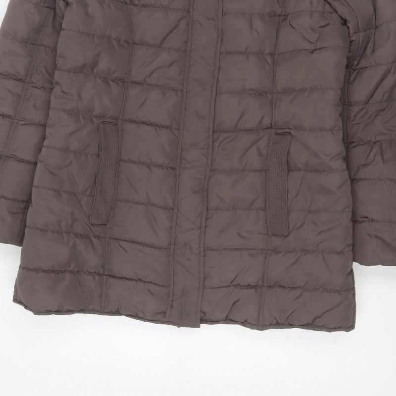 Maine New England Women’s Brown UK 14 Hooded Quilted Puffer Jacket