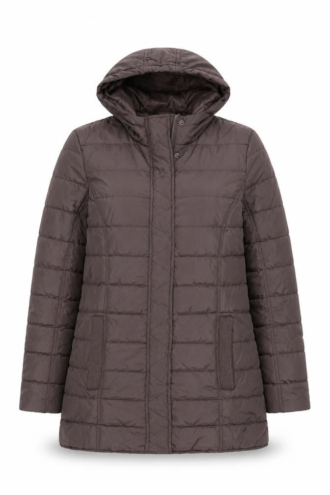 Maine New England Women’s Brown UK 14 Hooded Quilted Puffer Jacket