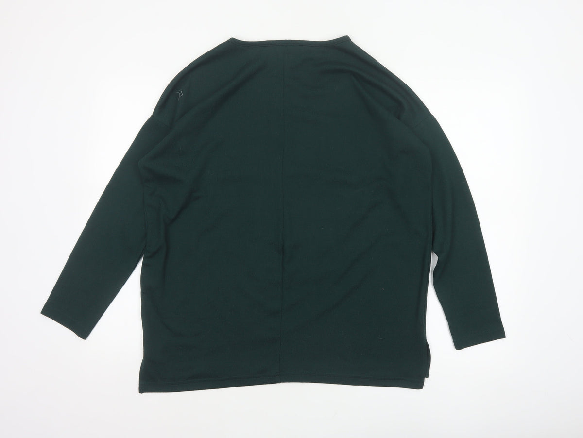 New Look Women Green Size S Basic Long Sleeve Crew Neck T-Shirt